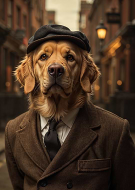 Golden Retriever in Suit