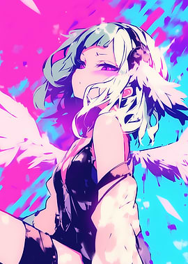 Angel Girl in Neon