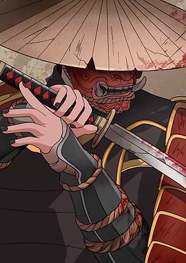 Samurai with Oni Mask