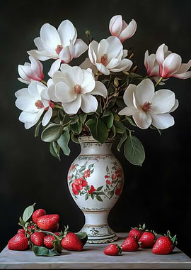 Magnolia Bouquet and Strawberries