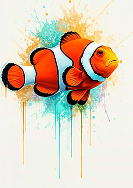 Clownfish Watercolor Splash