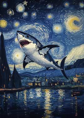 Shark in Starry Night