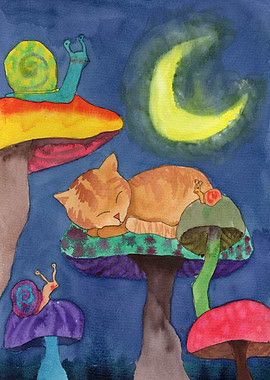 Sleeping Cat and Snails