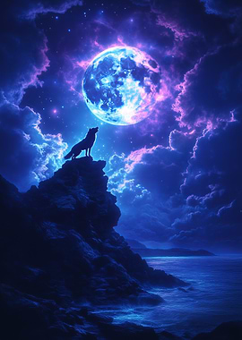 Wolf Howling at the Moon