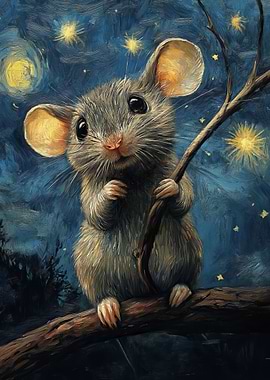 Mouse Under Starry Sky