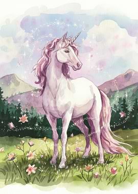 Magical Unicorn in Meadow
