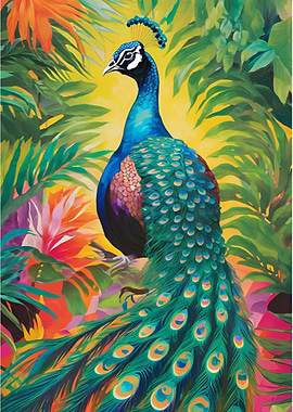 Peacock in Tropical Paradise