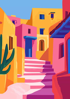 Calm Pastel Alleyway Minimalist Art