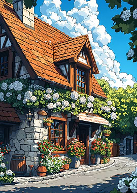 Charming Cottage with Flowers