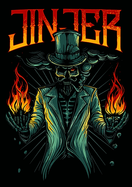 Skeleton Magician with Flames