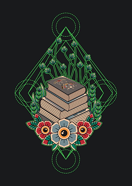 Vintage Book & Floral Tattoo