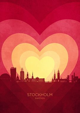 Stockholm Skyline Heart