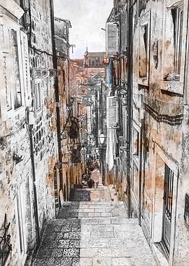 Narrow Stone Street in Old Town