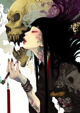 Anime Girl with Skull