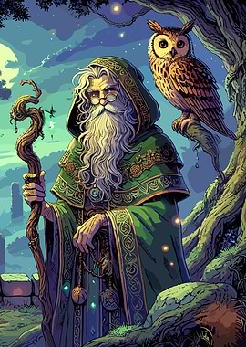 Druid Wizard with Owl
