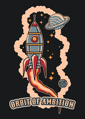 Rocket in Space Tattoo Art