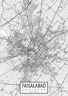 Faisalabad City Map Pakistan Light