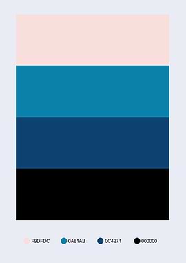 Color Palette: Blue, Black, Pink
