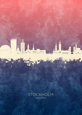 Stockholm Skyline Watercolor