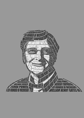 Bill Gates Word Art Portrait
