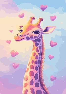 Cute Giraffe with Hearts