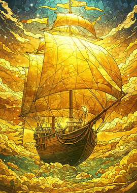Golden Ship in the Clouds
