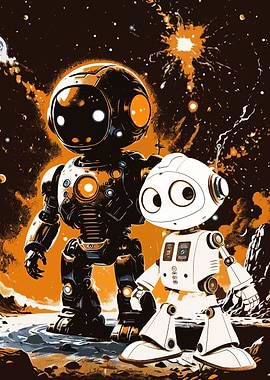 Robot Duo in Space