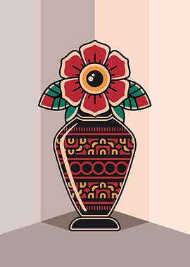Ornate Vase Flower Art Deco