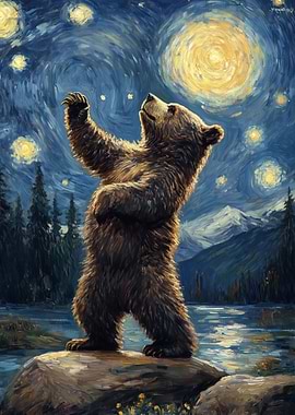Bear Gazing at Stars