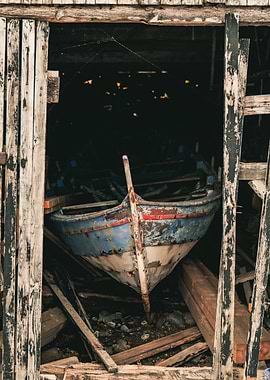 Old Boat in a Shed, Fær Øer