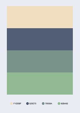 Color Palette: Cream, Blue, Green