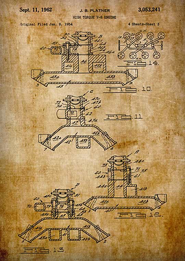 Patent V8 Engine Poster Print Muscle Car Art Hemispherical Engine shet 3