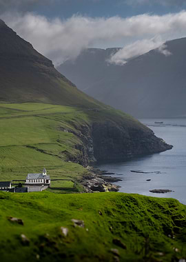 Church on a Cliffside, Villingardalsfjall Fær Øer