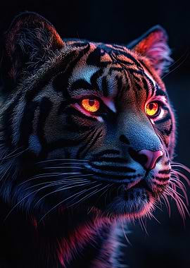 Tiger with Glowing Eyes
