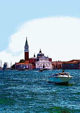 Venice Church and Boat