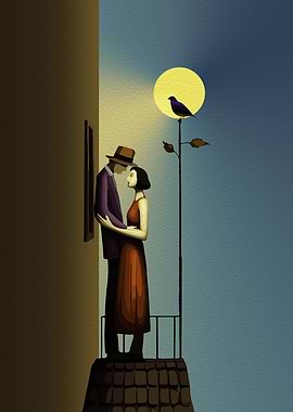 Couple Under Moonlit Sky