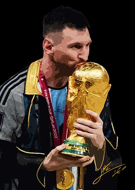 Messi with World Cup Trophy