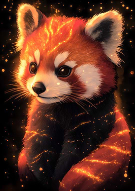 Red Panda with Sparkles Animal