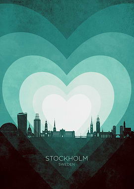 Stockholm Skyline Heart