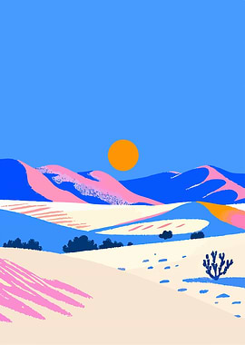 Desert Glow Vibrant Abstract Landscape