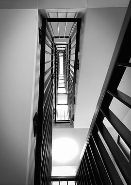 Black and White Stairwell