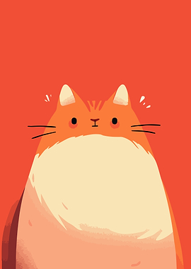 Cute Chubby Orange Cat Illustration Minimalist Art
