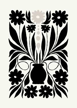 Black and White Floral Vase