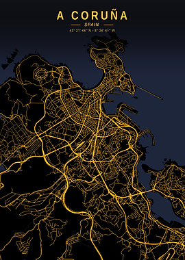 A Coruña Golden City Map