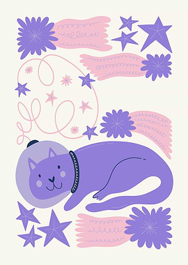 Purple Cat Astronaut