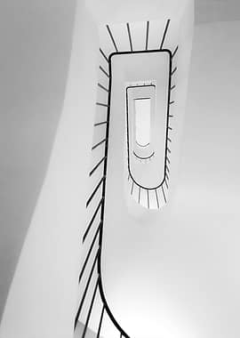 Minimalist Staircase Photography: Black & White Architectural Print