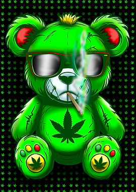 Green Bear with Marijuana