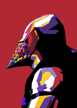 Masked Figure in Pop Art Style