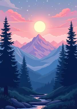 Mountain Sunset Landscape