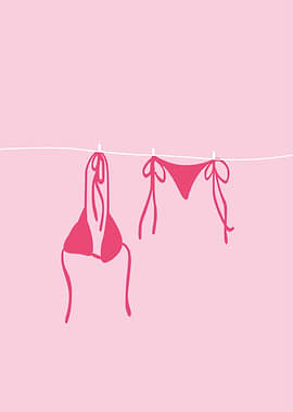 Pink Bikini on Clothesline